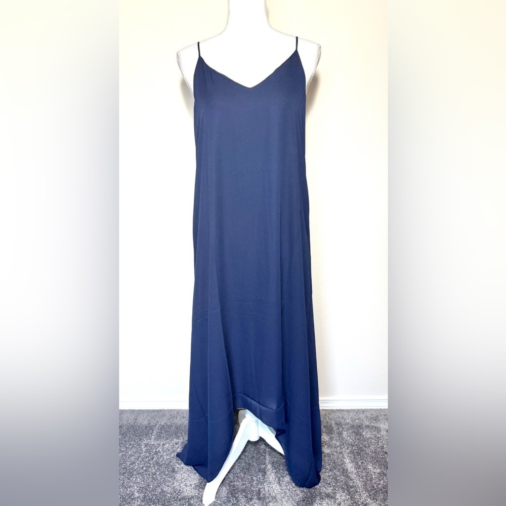 Three Eighty Two Navy Blue Spaghetti Strap Slip Dress Women Small NWT